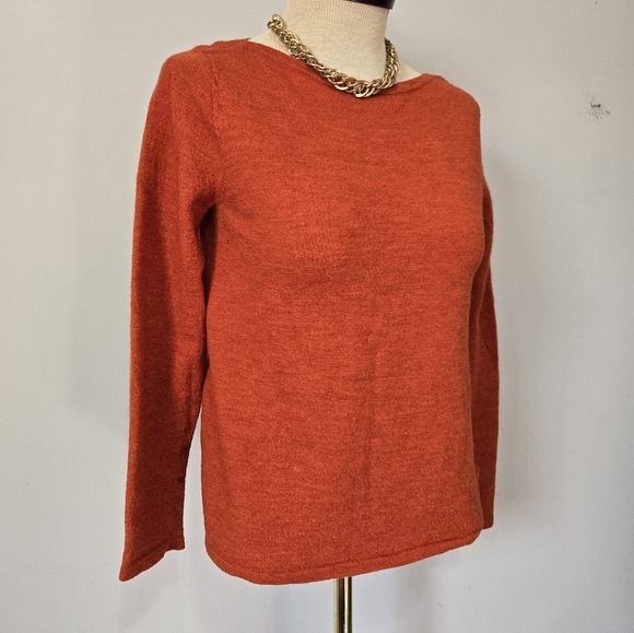 PAUL COSTELLOE Merino Wool Rust Orange Long Sleeve Sweater - Picture 3 of 10